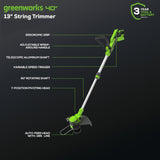 40V 13" Cordless Battery String Trimmer and 350 CFM Leaf Blower Combo Kit: 4.0 Ah Battery and Charger