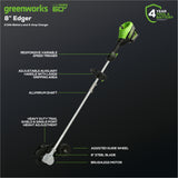 60V 8" Brushless Cordless Battery Edger: 2.0 Ah Battery and 3A Charger