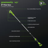 40V 8" Cordless Battery Pole Saw: 2.0 Ah Battery and Charger