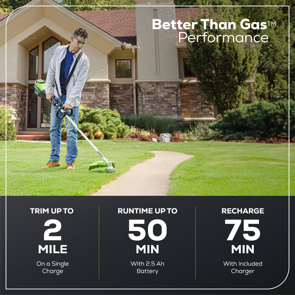 80V 16" Gen3 Cordless Brushless String Trimmer (Attachment Capable): 2.5 Ah Battery and Charger