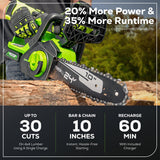 24V 10" Cordless Battery Chainsaw: 2.0 Ah USB Battery and Charger