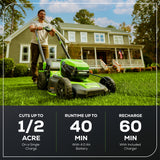 80V 21" GEN 2 Cordless Battery 4-in-1 Push Lawn Mower (Auto Switch): 4.0 Ah Battery and Charger, LM2118