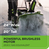 80V 24" Cordless Battery Two-Stage Snow Blower: (2) 5.0 Ah Batteries and Dual-Port Rapid Charger
