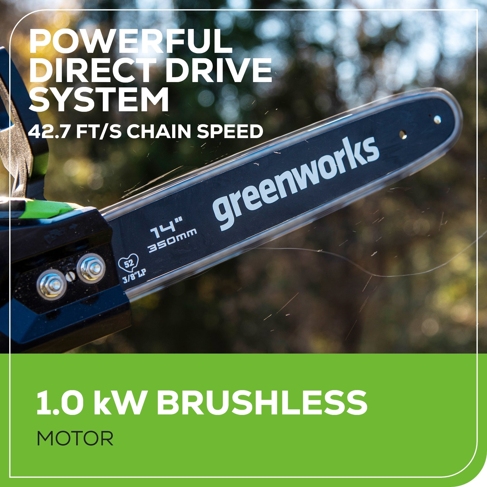 40V 14" Cordless Battery 1.0 kW Chainsaw and 10" Pole Saw and Hedge Trimmer Attachment: (2) 2.5 Ah Battery and (2) Chargers