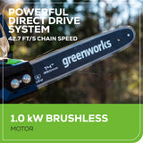 40V 14" Cordless Battery 1.0 kW Chainsaw and 10" Pole Saw and Hedge Trimmer Attachment: (2) 2.5 Ah Battery and (2) Chargers