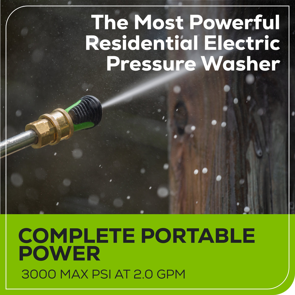 60V 3000-PSI 2.0 GPM Electric Pressure Washer: (2) 4.0 Ah Batteries and Rapid Charger