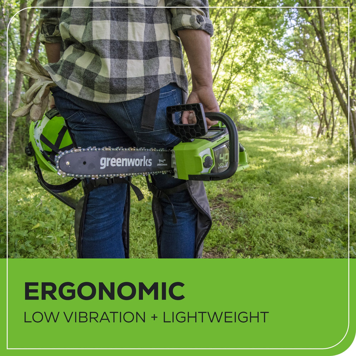 40V 14" Cordless Battery 1.0 kW Chainsaw and 10" Pole Saw and Hedge Trimmer Attachment: (2) 2.5 Ah Battery and (2) Chargers