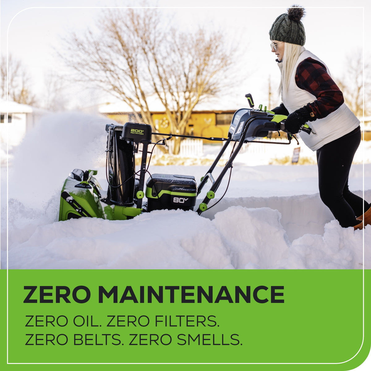 80V 24" Cordless Battery Two-Stage Snow Blower: (2) 5.0 Ah Batteries and Dual-Port Rapid Charger