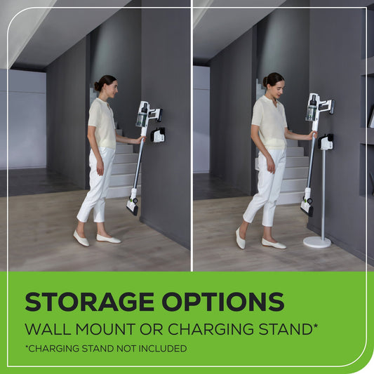 24V Cordless Battery White Stick Vacuum: 4.0 Ah USB-C Battery and Charger