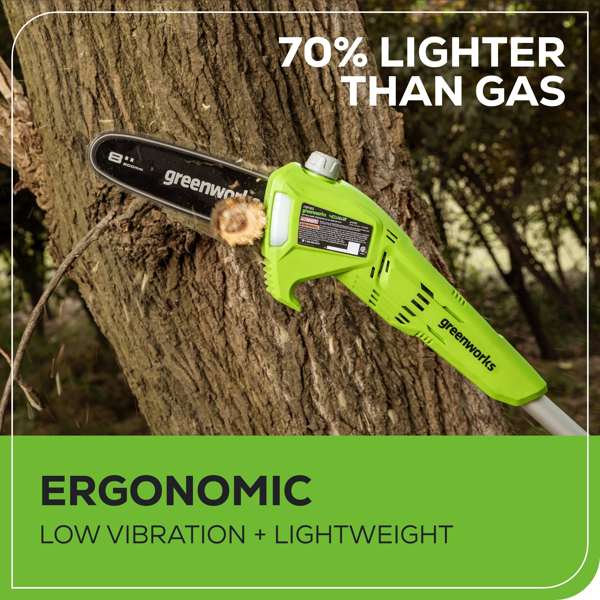 40V 8" Cordless Battery Pole Saw: 2.0 Ah Battery and Charger