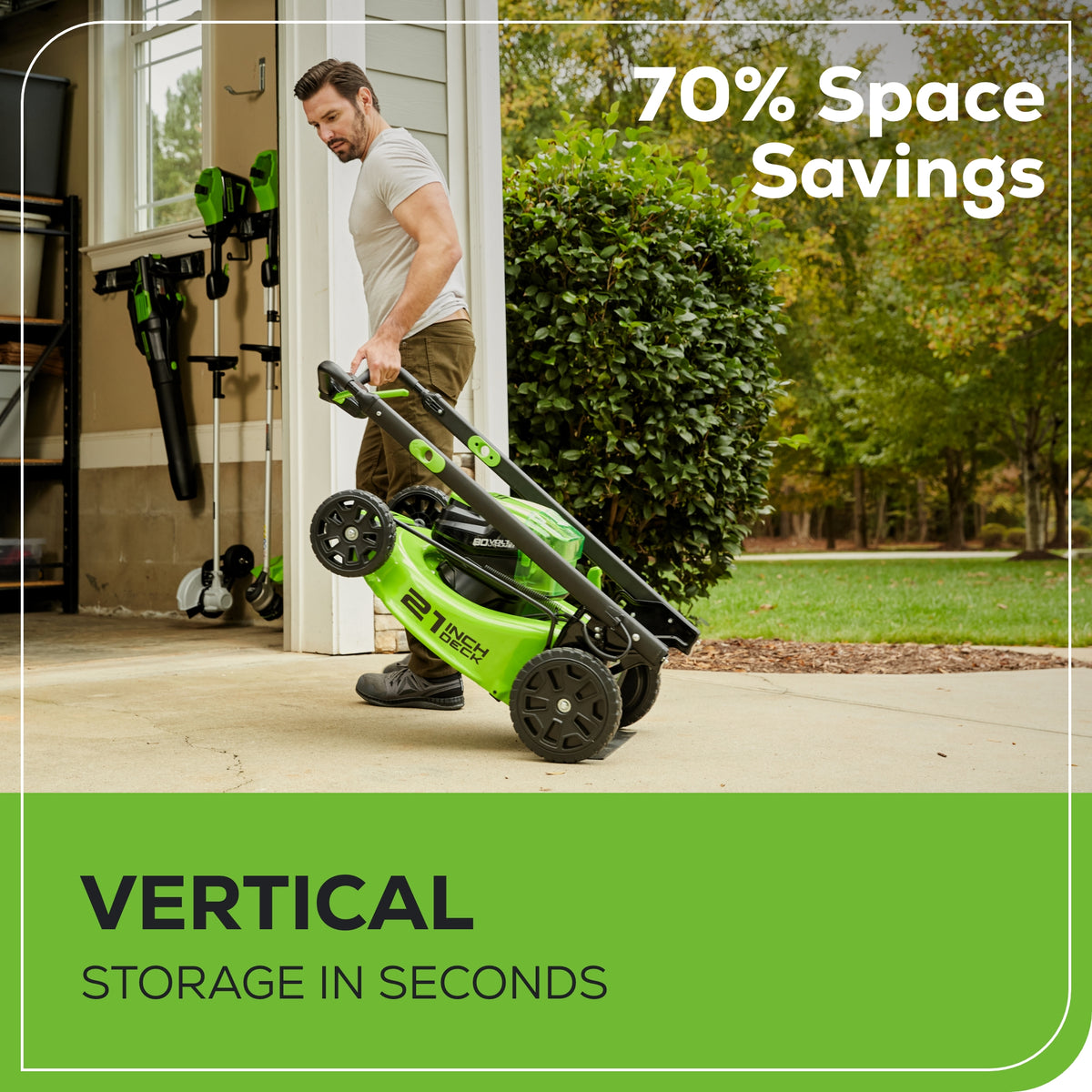 80V 21" GEN 2 Cordless Battery 4-in-1 Push Lawn Mower (Auto Switch): 4.0 Ah Battery and Charger, LM2118