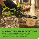 48V (24V x 2) 14" Cordless Battery Chainsaw: (2) 4.0 Ah USB Batteries and Dual-Port Charger