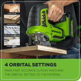 24V Cordless Battery Jig Saw: 4.0 Ah USB Battery and Charger