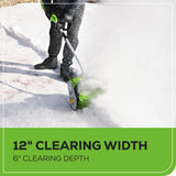 40V 12" Cordless Battery Snow Shovel: 4.0 Ah Battery and Charger