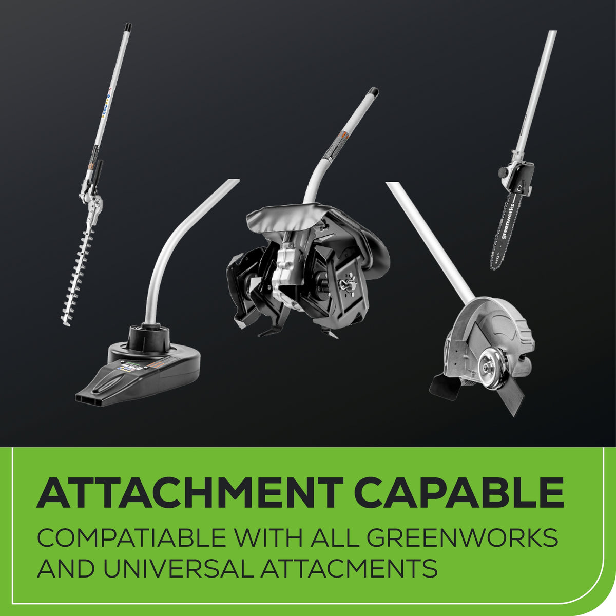 60V 16" Cordless Battery String Trimmer (Attachment Capable) and 16" Hedge Trimmer Attachment Combo Kit: 4.0 Ah Battery and Charger