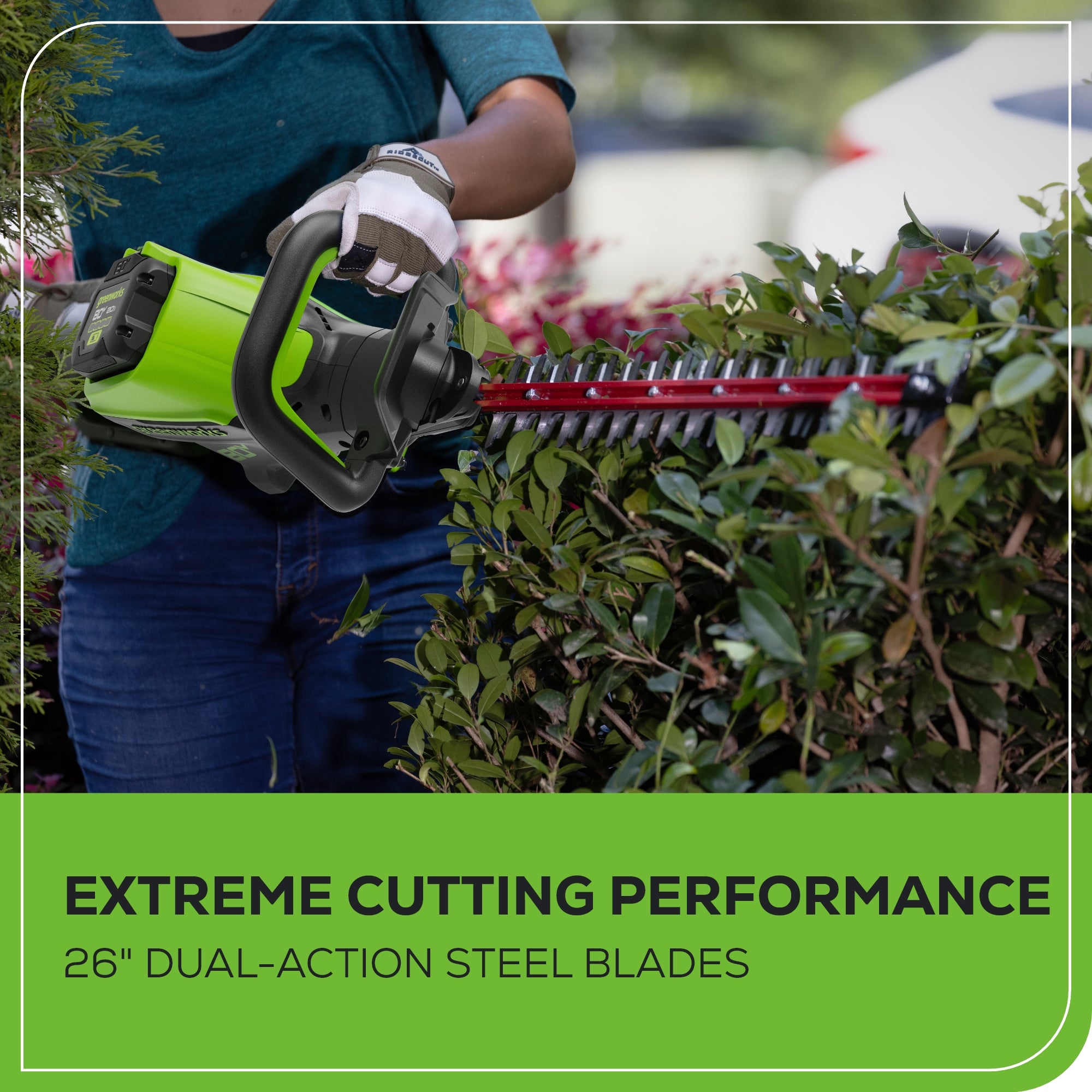 80V 26" Cordless Battery Hedge Trimmer (1.1" cut, 4000 SPM): 2.0 Ah Battery and Charger