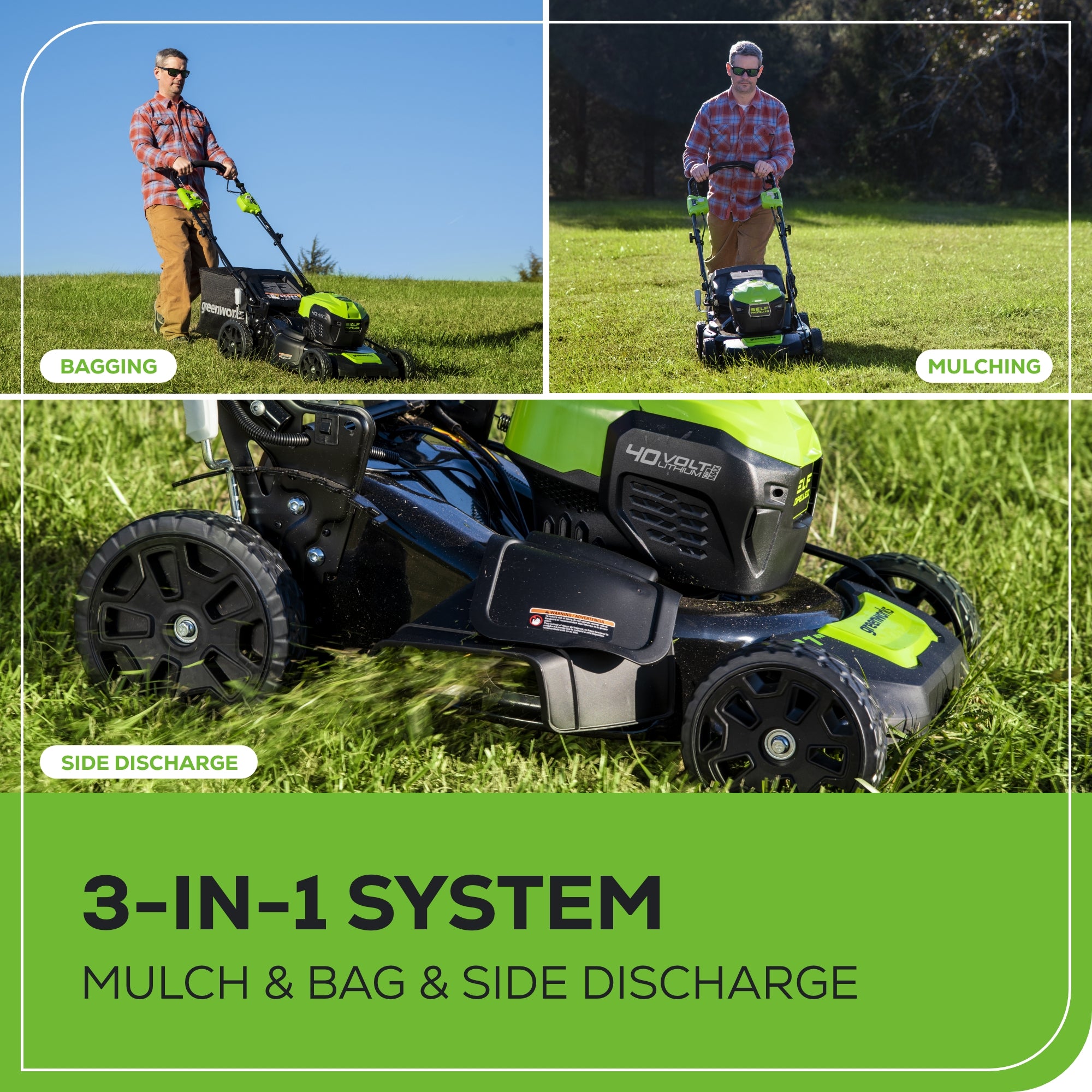 OPEN BOX 40V 21" Cordless Battery Self-Propelled Lawn Mower 3PC Combo Kit, (1) 5.0Ah Battery: (1) 2.0 Ah Battery and (2) Chargers