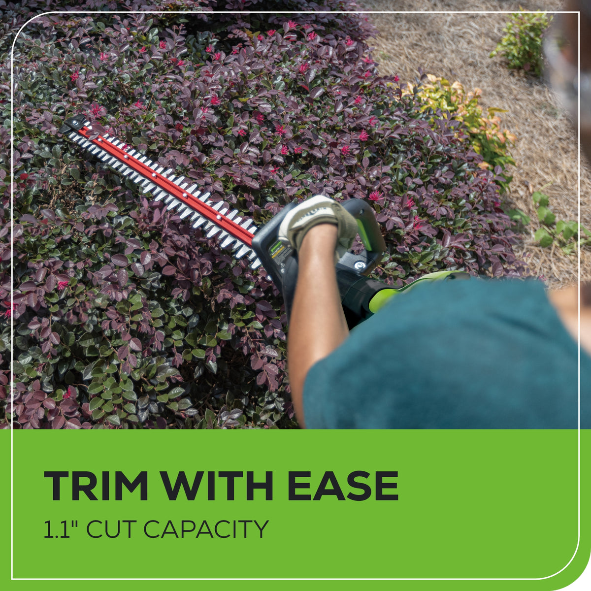 80V 26" Cordless Battery Hedge Trimmer (1.1" cut, 4000 SPM): 2.0 Ah Battery and Charger