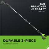 80V 20" Cordless Battery Pole Hedge and 10" Pole Saw Combo Kit: 2.0 Ah Battery and Rapid Charger
