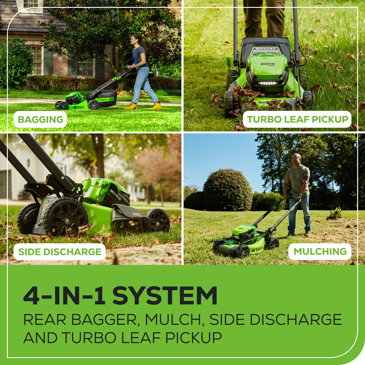 80V 21" GEN 2 Cordless Battery 4-in-1 Push Lawn Mower (Auto Switch): 4.0 Ah Battery and Charger, LM2118