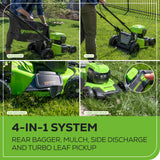 48V (24V x 2) 20" Cordless Battery Push Mower 3pc Combo Kit: (2) 4.0 Ah Batteries and Dual-Port Chargers