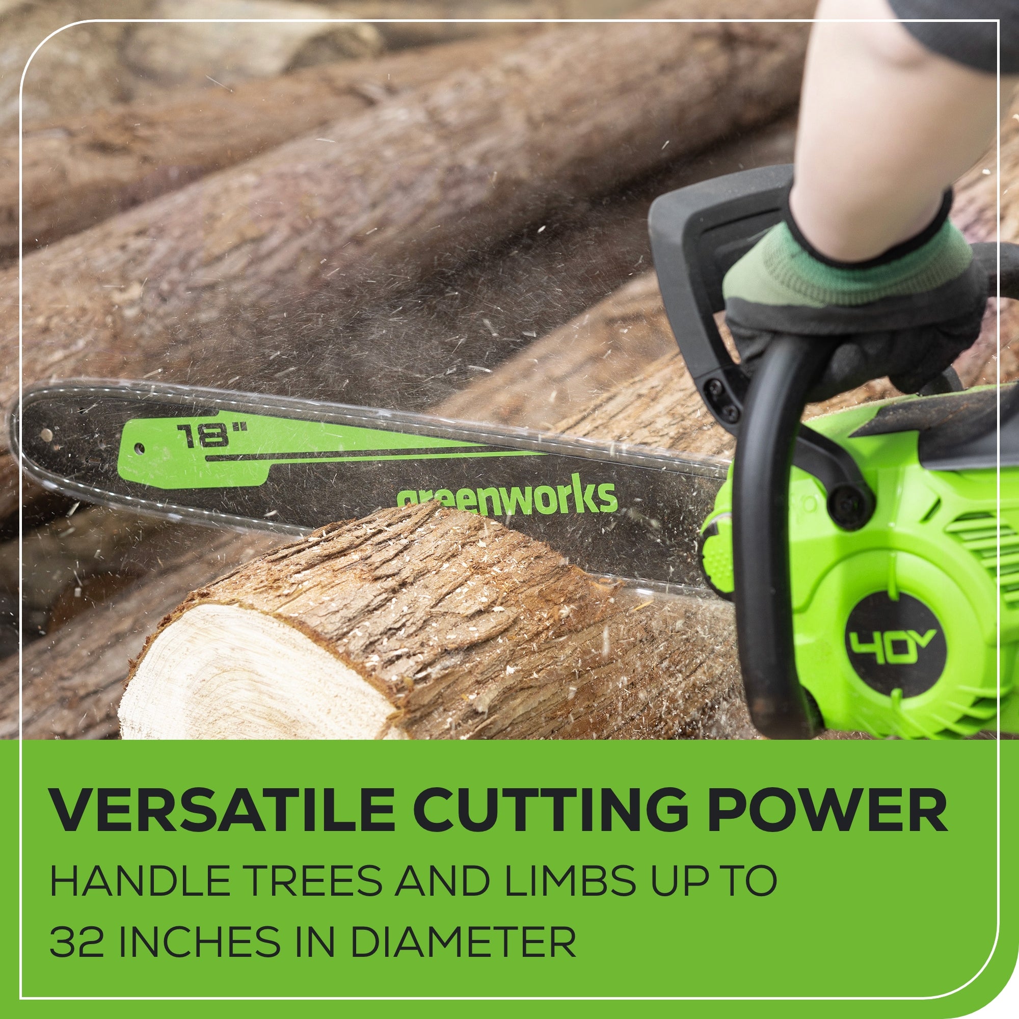 40V 18" Cordless Battery 2.0 kW Chainsaw, 8.0 Ah Battery and Charger