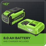 40V 18" Cordless Battery 2.0 kW Chainsaw, 8.0 Ah Battery and Charger
