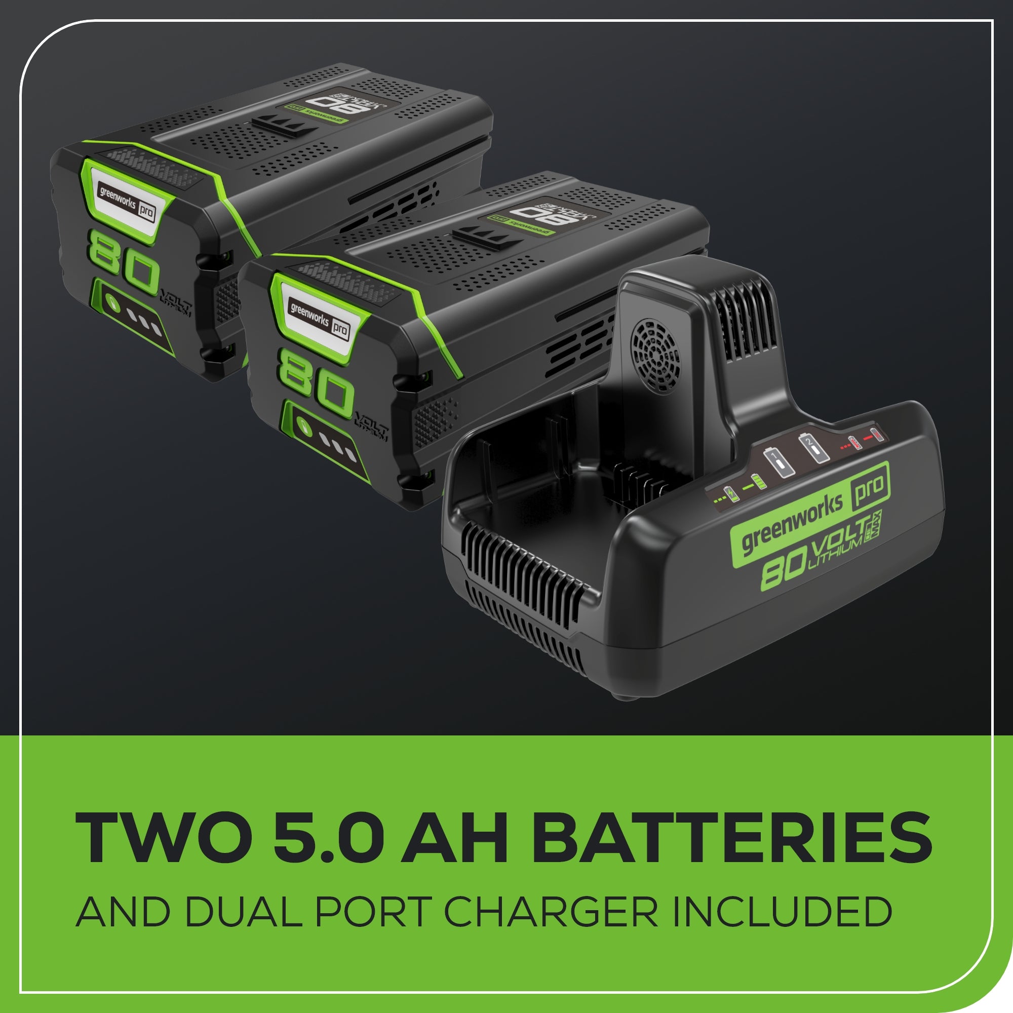 80V 24" Cordless Battery Two-Stage Snow Blower: (2) 5.0 Ah Batteries and Dual-Port Rapid Charger