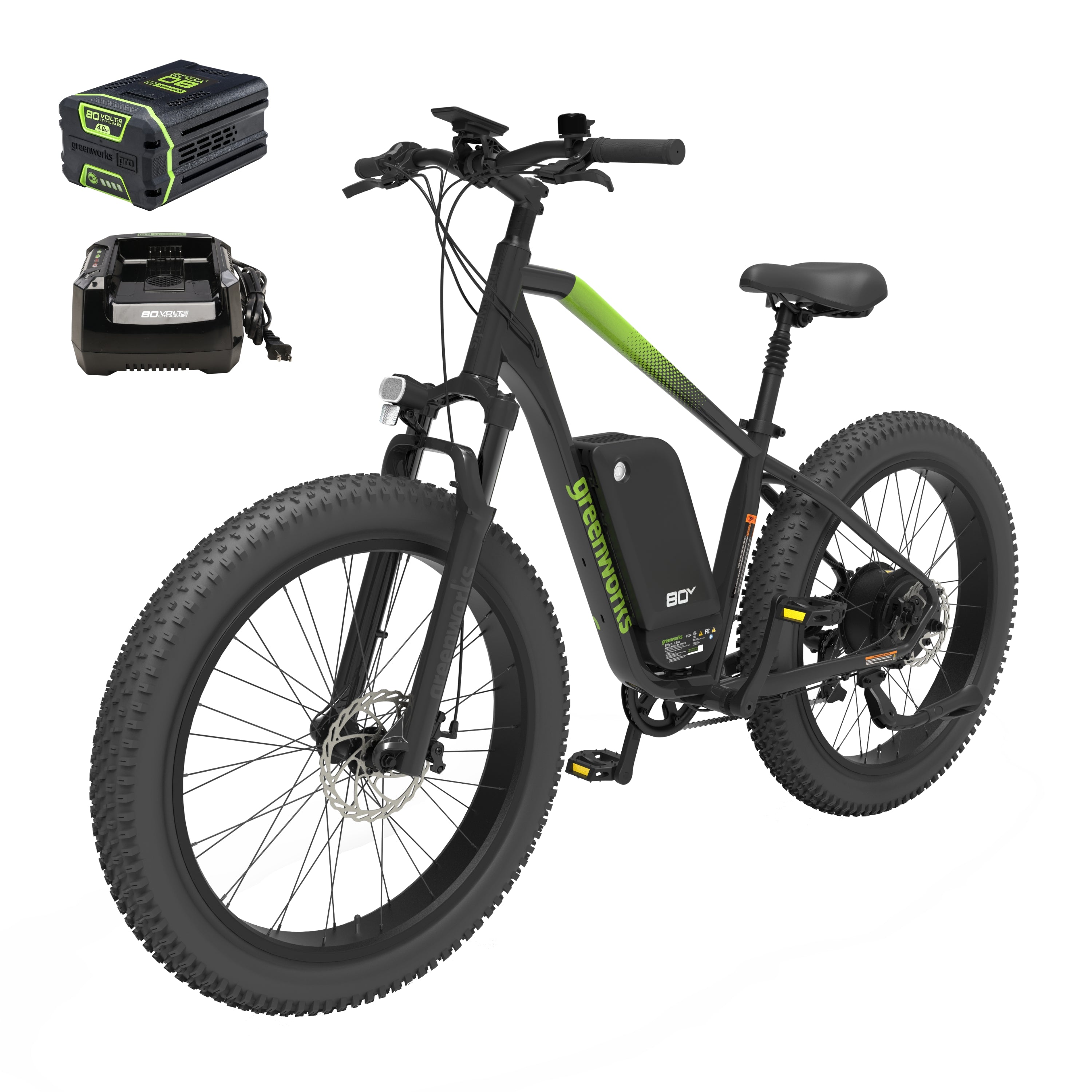 80V VENTURE Series 26" Fat Tire Electric Mountain Bike, 4Ah Battery and Charger