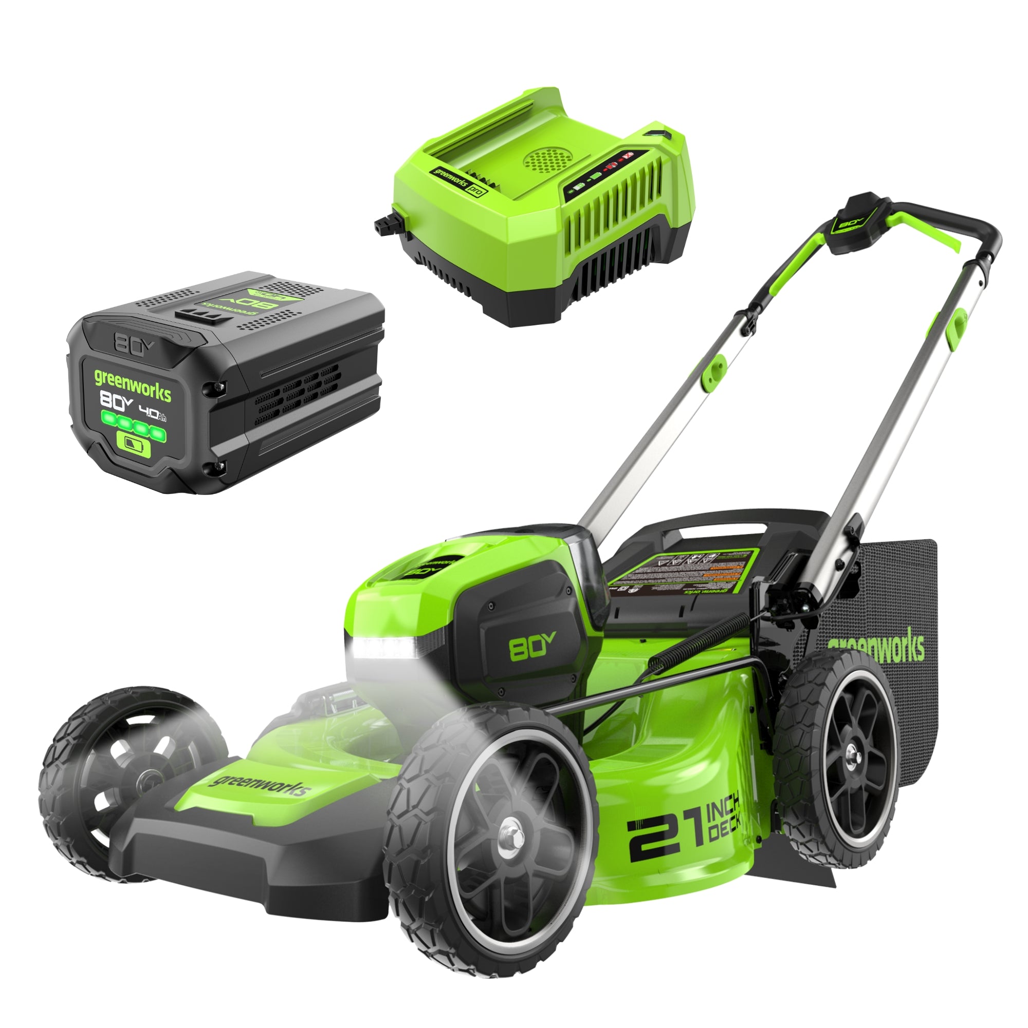 80V 21" Cordless Battery 4-in-1 Push Lawn Mower: 4.0 Ah Battery and Charger, LM2108