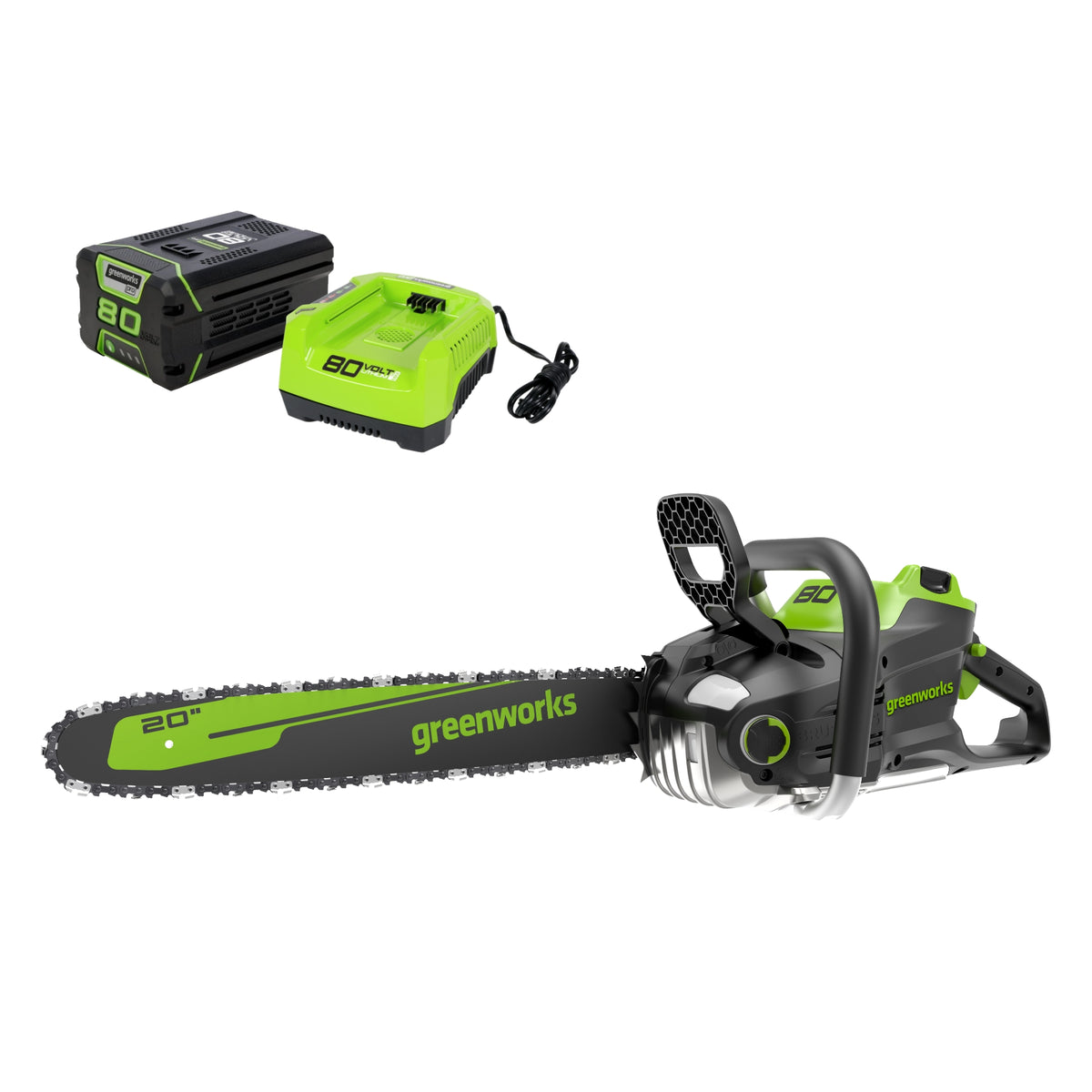 80V 20" Cordless Battery Chainsaw: 4.0 Ah Battery and Charger