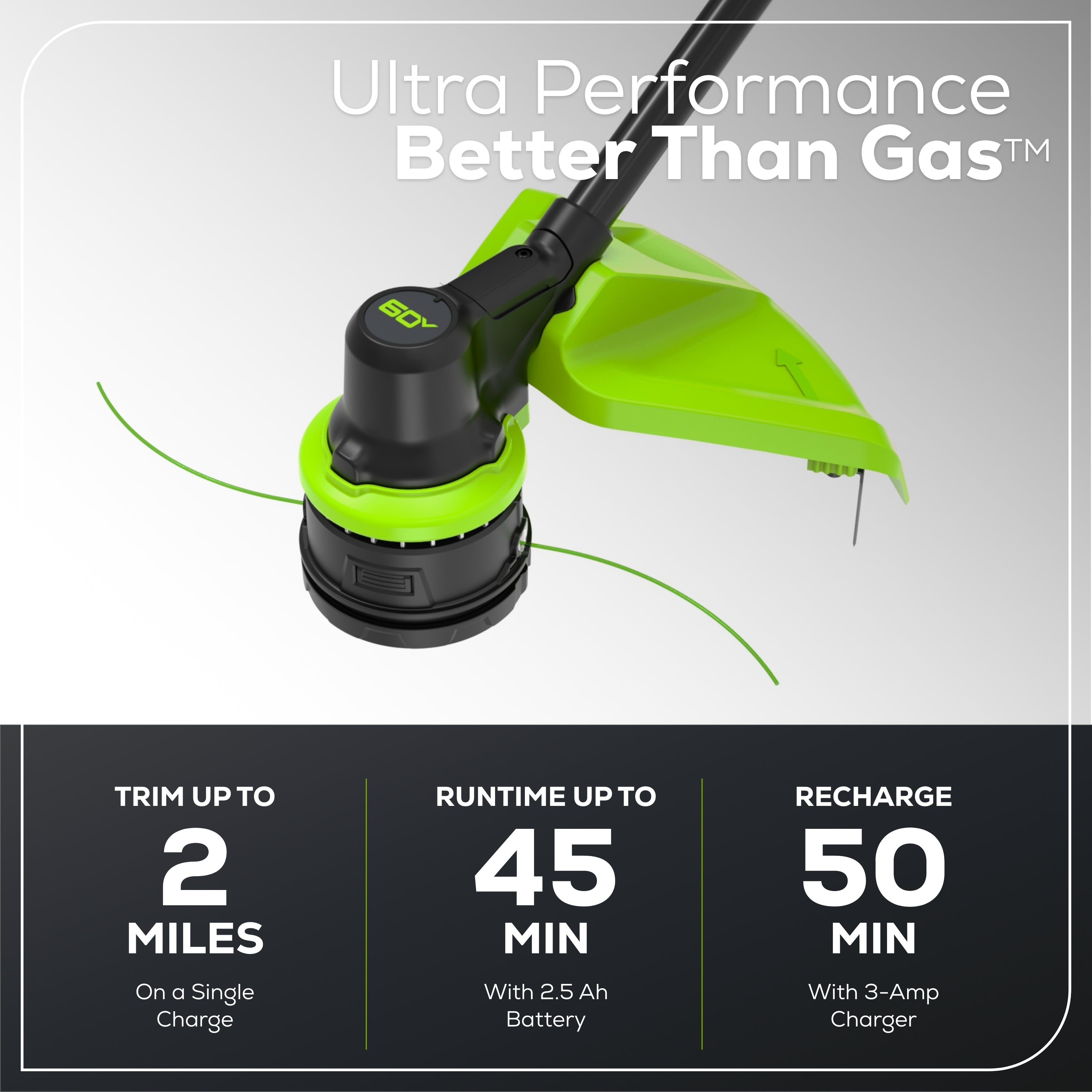 60V 17" Cordless Battery Brushless String Trimmer: 2.5 Ah Battery and Charger
