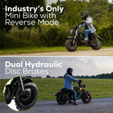 60V STEALTH Series Electric Mini-Bike: (2) 8.0 Ah Batteries and Dual-Port Rapid Charger
