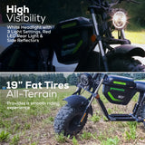 60V STEALTH Series Electric Mini-Bike: (2) 8.0 Ah Batteries and Dual-Port Rapid Charger
