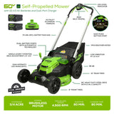 60V 25" Cordless Battery Self-Propelled Mower Combo Kit, Blower: (2) 4.0 Ah Batteries and Dual-Port Charger