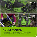 60V 25" Dual Blade Self-Propelled Mower 5-pc Combo Kit, (3) 4.0 Ah Batteries, (1) Single Port Chargers and (1) Dual-Port Charger