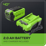40V Cordless Battery Inflator: 2.0 Ah Battery and Charger