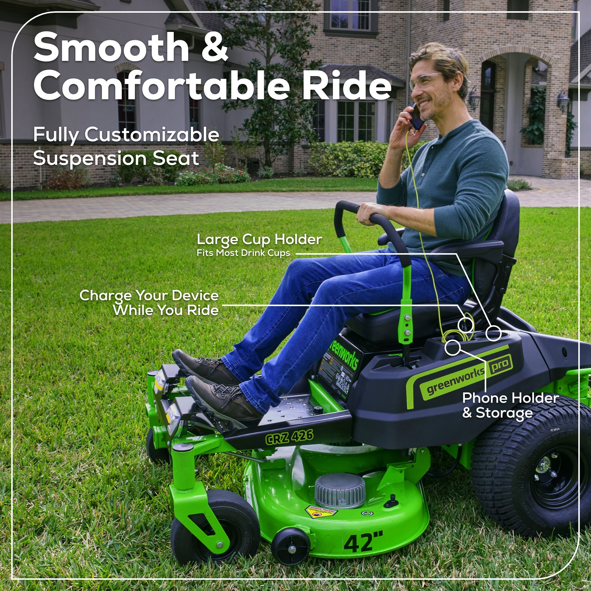 60V 42" Electric CrossoverZ Zero Turn Mower with (4) 8 Ah Batteries and (2) Dual-Port Turbo Chargers, CRZ4262