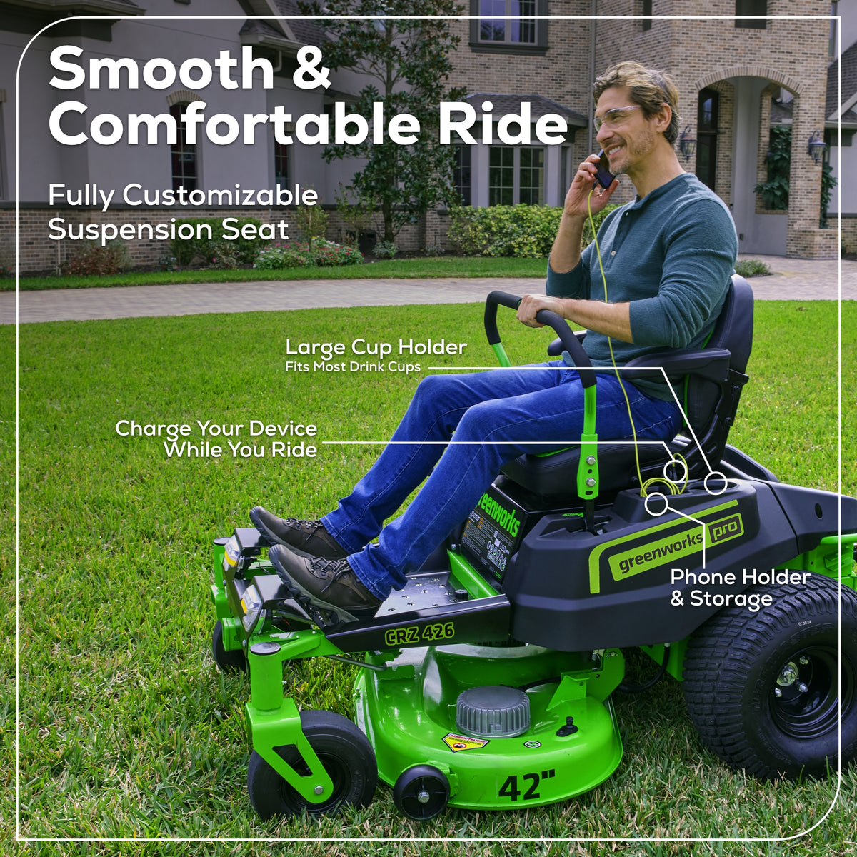 60V 42" Electric CrossoverZ Zero Turn Mower with (4) 8 Ah Batteries and (2) Dual-Port Turbo Chargers, CRZ4262