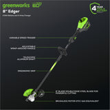 60V 8" Brushless Cordless Battery Edger Black Shaft: (1) 2.5 Ah Battery, (1) 3A Charger