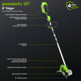60V 8" Brushless Cordless Battery Edger: (1) 2.5 Ah Battery, (1) 3A Charger