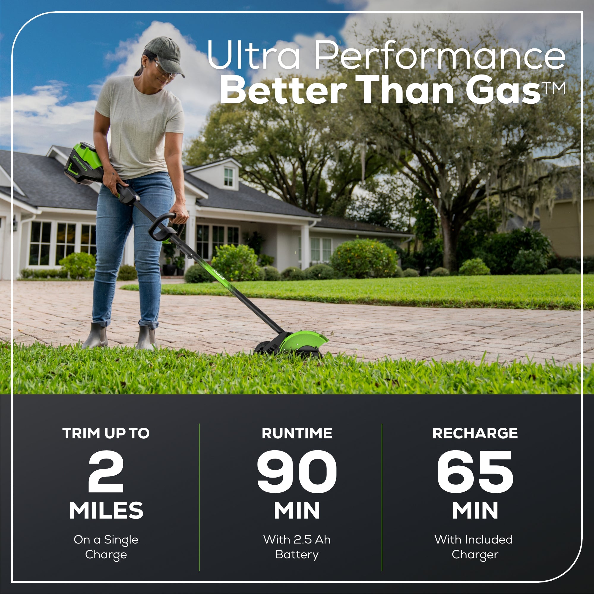 60V 8" Brushless Cordless Battery Edger Black Shaft: (1) 2.5 Ah Battery, (1) 3A Charger