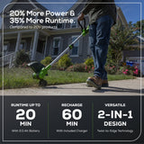 24V 12" Cordless Battery String Trimmer / Edger: (1) 2.0 Ah USB Battery, (1) 2A Charger