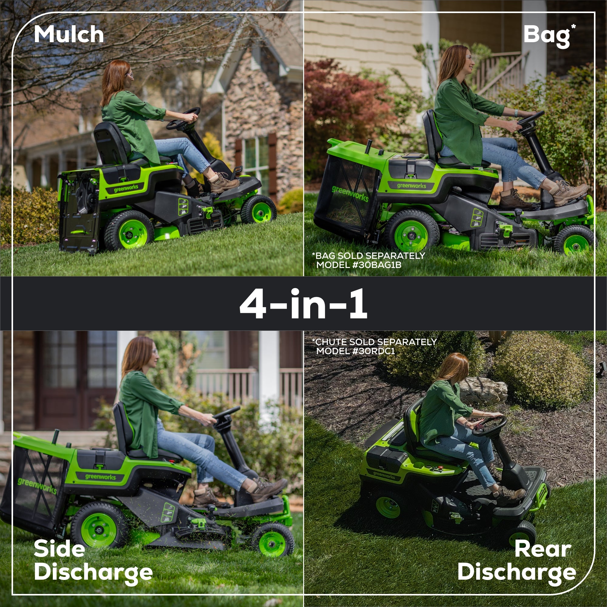 60V 30” CrossoverT Riding Lawn Tractor with (2) 8.0 Ah, (2) 4.0 Ah Batteries & 600-Watt Charger, CRT3061