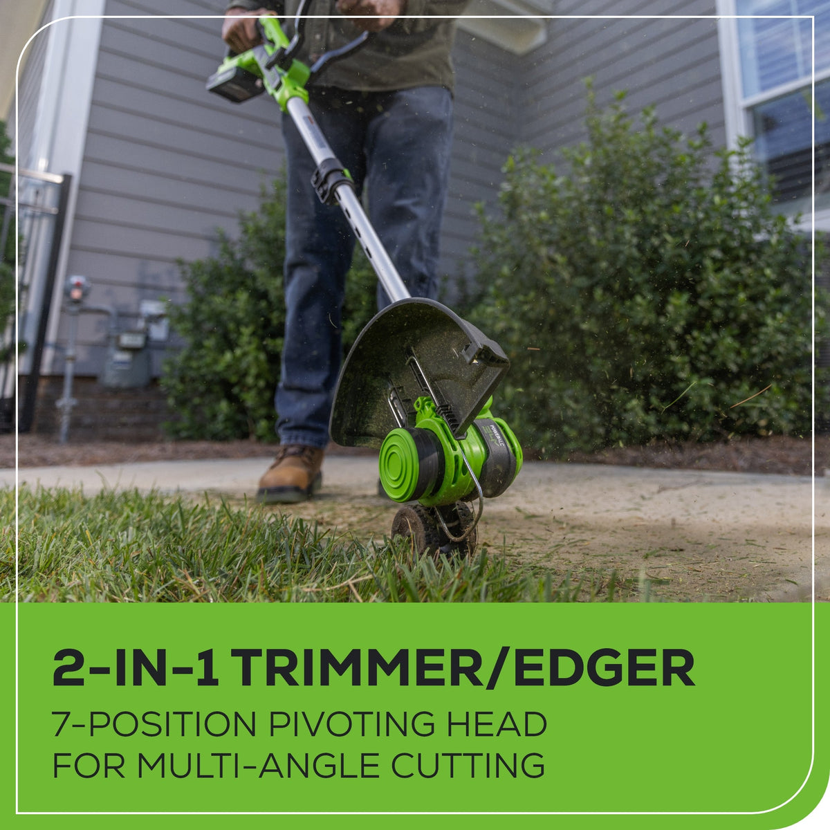 24V 12" Cordless Battery String Trimmer / Edger: (1) 2.0 Ah USB Battery, (1) 2A Charger