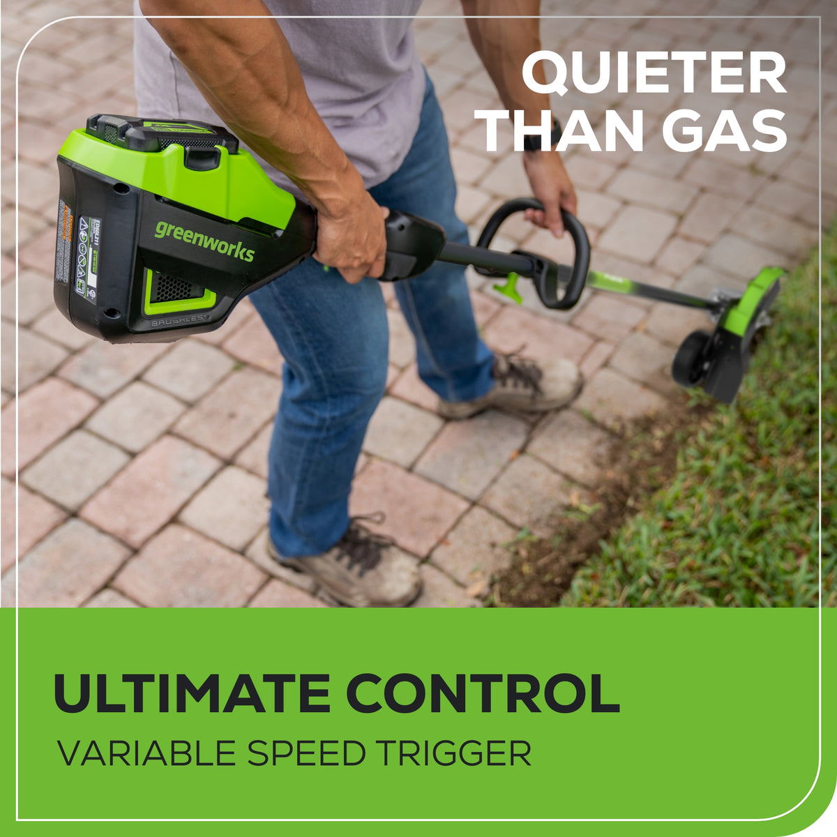 60V 8" Brushless Cordless Battery Edger Black Shaft: (1) 2.5 Ah Battery, (1) 3A Charger