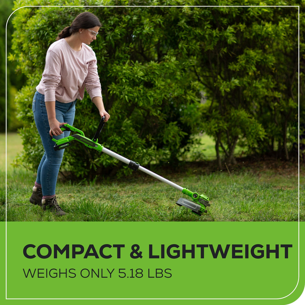 24V 12" Cordless Battery String Trimmer / Edger: (1) 2.0 Ah USB Battery, (1) 2A Charger