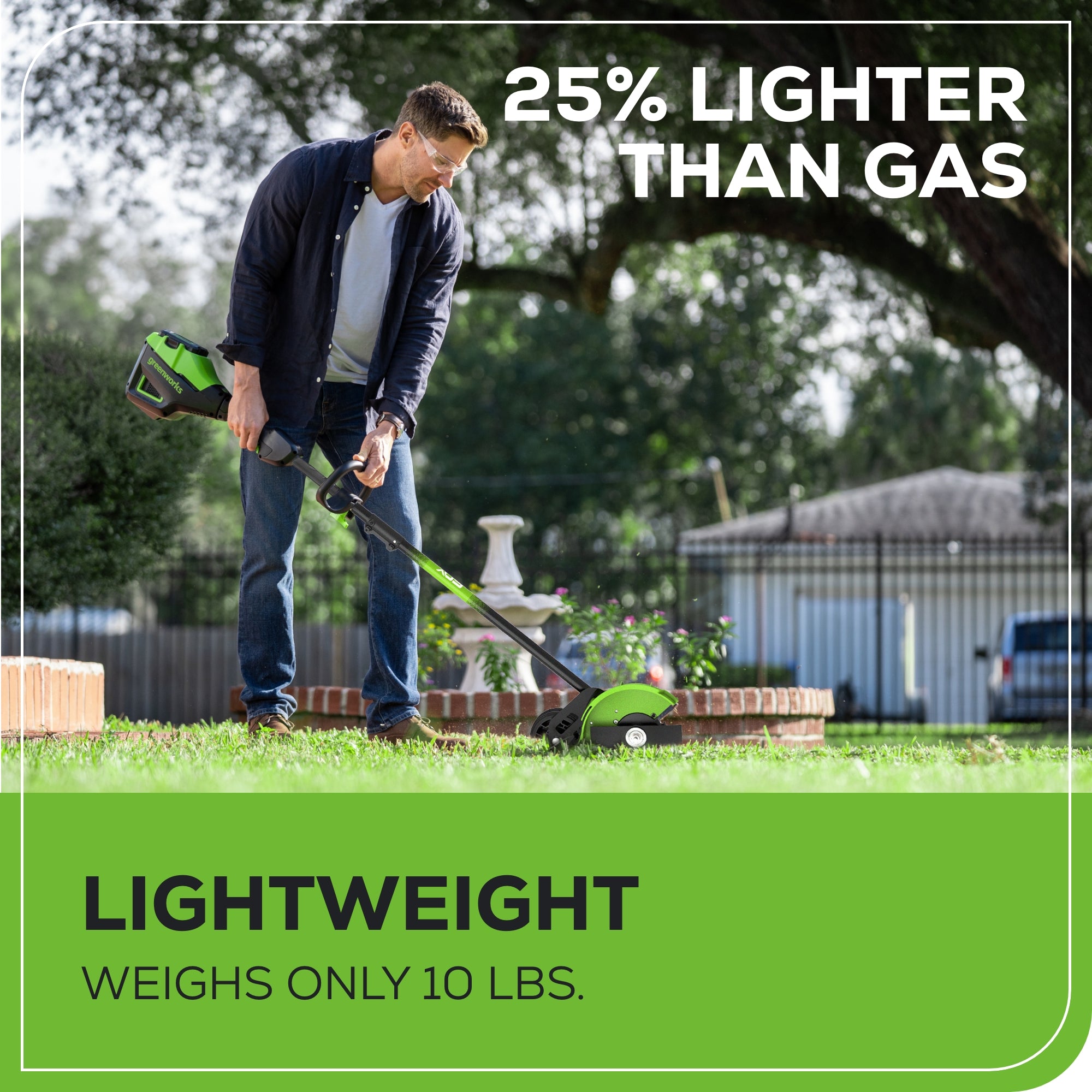 60V 8" Brushless Cordless Battery Edger Black Shaft: (1) 2.5 Ah Battery, (1) 3A Charger