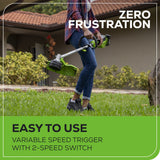 48V (24V x 2) 16" Cordless Battery String Trimmer (Attachment Capable): (2) 4.0 Ah USB Batteries and Dual-Port Charger