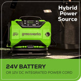 24V Cordless Battery Inflator: 2.0 Ah Battery and Charger